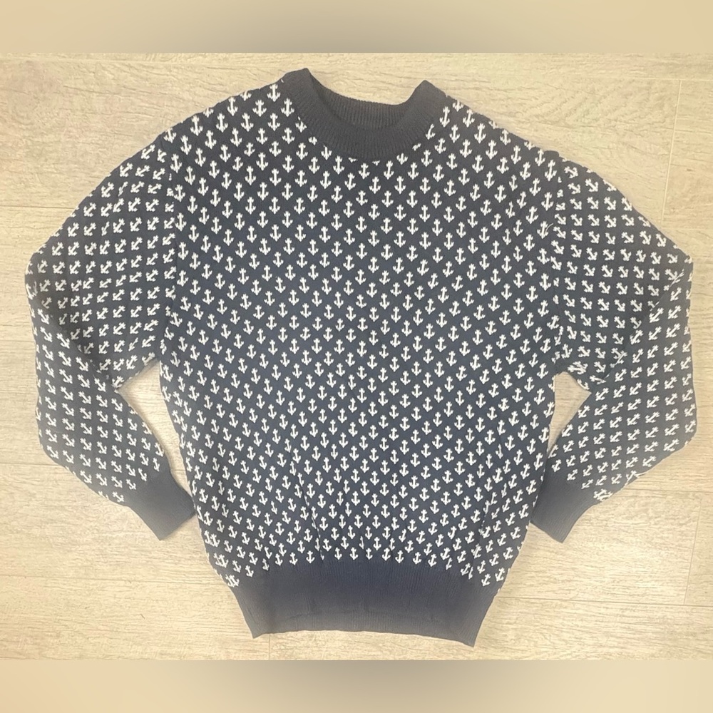 Kiel James Patrick The Original Anchor Sweater Navy/White 100% Cotton XL